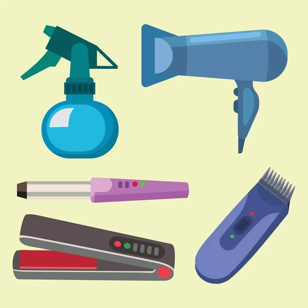 Coiffeur de mode avec tondeuse à cheveux et brosse à cheveux isolés outils de coiffeur professionnel élégant pour couper l'illustration vectorielle . — Image vectorielle