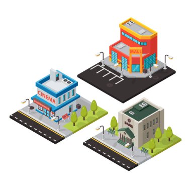 Vektör izometrik binalar izole