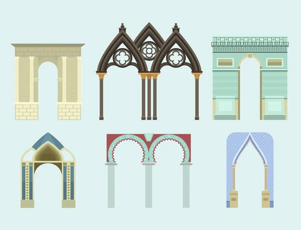 Arch vector architecture construction frame column entrance design classical illustration — Stock Vector