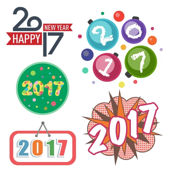 Bonne année 2017 conception de texte vecteur créatif graphique célébration accueil fête date illustration — Image vectorielle