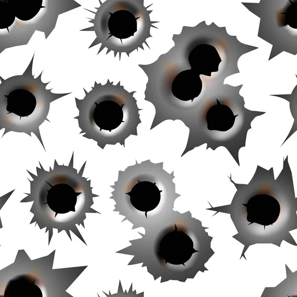 Bullet hole sign gunshot crack break vector seamless pattern background — Stock Vector