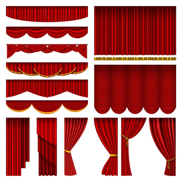 Theather red blind curtain stage isoliert auf einer Hintergrundillustration — Stockvektor