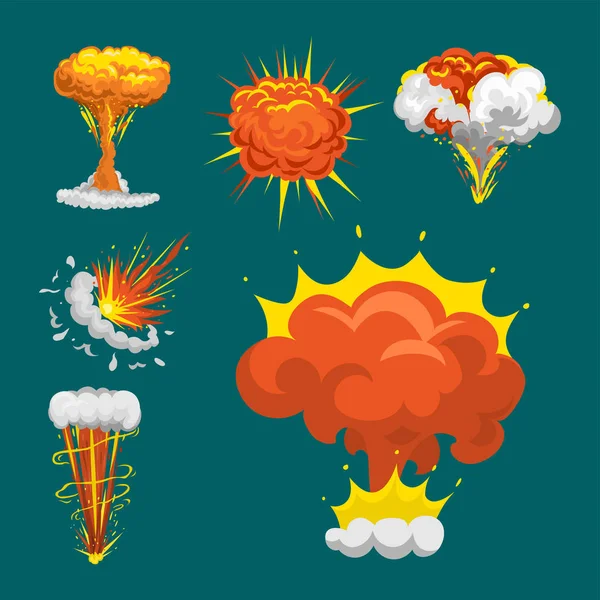 Cartoon explosion boom effect flame vector illustration. — Stock Vector