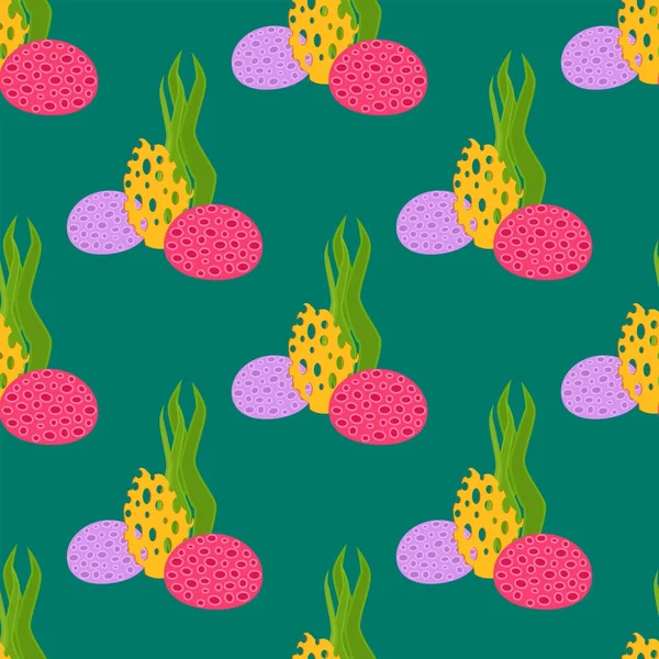 Deniz yosunu Dikişsiz desen arka plan vektör çizim bitkiler