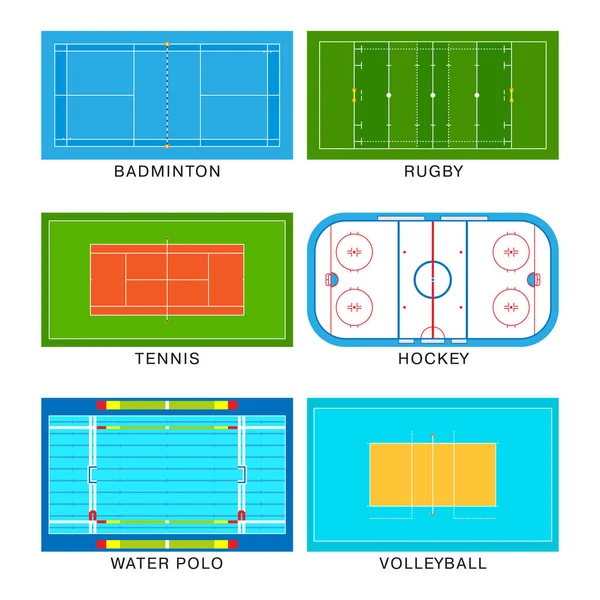 Sportovní herní pole vektorové pozemní linie hřiště fotbal zelené stadion ilustrace — Stockový vektor