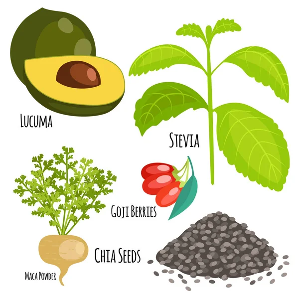 Superaliment végétarien légume sain éco aliment nutrition vecteur illustration . — Image vectorielle