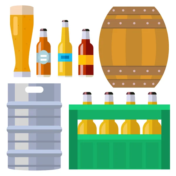 Cerveza proceso de elaboración de cerveza equipo de producción de fábrica de alcohol mashing ebullición refrigeración fermentación vector ilustración . — Vector de stock