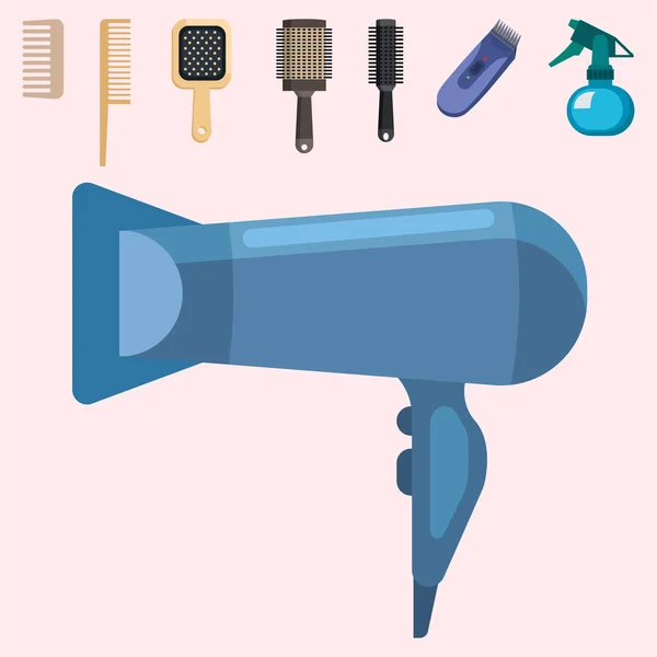 Fashion hairdress professional stylish barber tools for cutting vector illustration. — Stock Vector