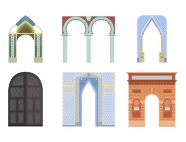 Vektör Mimarlık inşaat kare sütun giriş klasik tasarlamak kemer