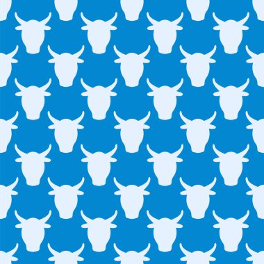 İnek çiftlik hayvan karakter vektör çizim sığır memeli doğa vahşi sığır tarım seamless modeli.