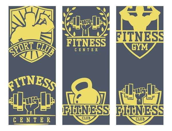 Monochrom Fitness Flayer Broschüre Layout Karte Design Turnhalle Sport Club starke Ausrüstung Silhouette Vektor Illustration. — Stockvektor