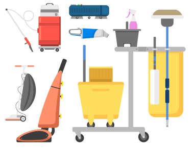 İzole temizlik ekipmanları profesyonel ekipman ev araçları Temizleme vektör ev temizlik vakum temizlik Servisi.