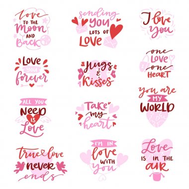Love vector lovely calligraphy lovable lettering iloveyou quote with heart sign for lover on Valentines day beloved card illustration isolated on white background clipart