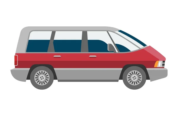 Minivan auto vettore van auto veicolo famiglia minibus veicolo e automobile banner isolato citycar su sfondo bianco illustrazione — Vettoriale Stock