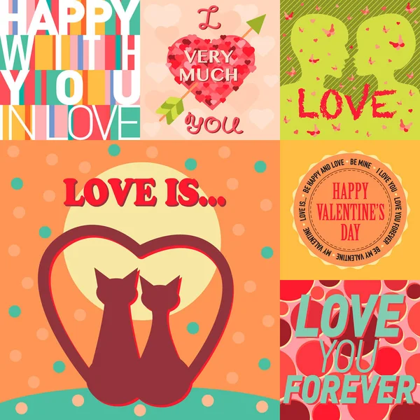 San Valentín día vector tarjetas diseño plantilla vintage amantes letras fondo abstracto hermoso marco brillante diseño invitación — Vector de stock