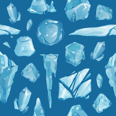 Kırık parça vektör çizim buzullar enkaz snowdrifts Dikişsiz desen arka plan buz sarkıtları