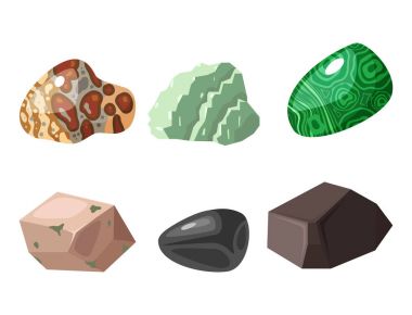 Yarı değerli taşlar taşlar ve mineral taş zar renkli parlak kristal vektör illüstrasyon izole