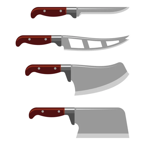 Küchenmesser Waffe Stahl scharfer Dolch Metall Militär gefährliche metallische Schwert Vektor Illustration — Stockvektor