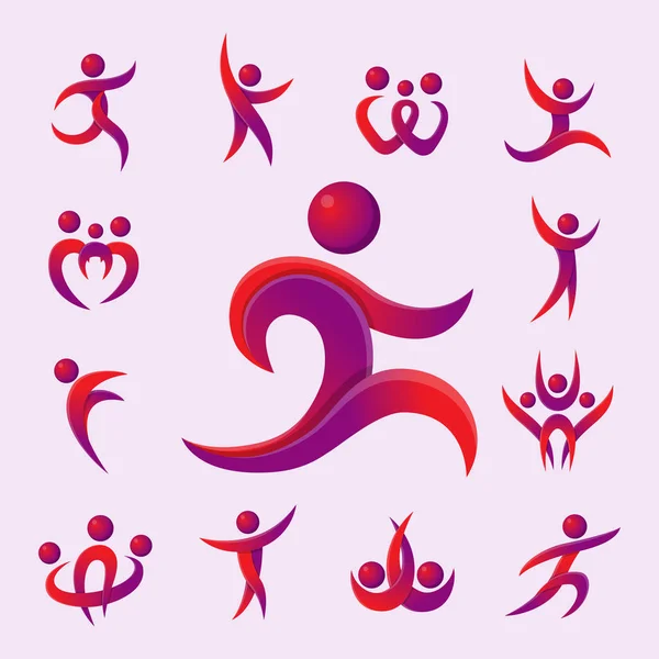 Silhouette abstract people performance character logo human figure pose vector illustration. — Stock Vector