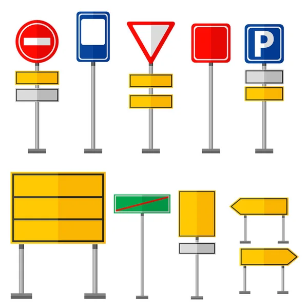 Carretera símbolos señales de tráfico elementos gráficos ciudad aislada construcción creativa calle carretera información vector ilustración — Vector de stock