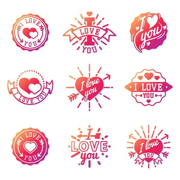 Vector I love You text overlays hand drawn lettering badge inspirational lover quote illustration. — Stock Vector