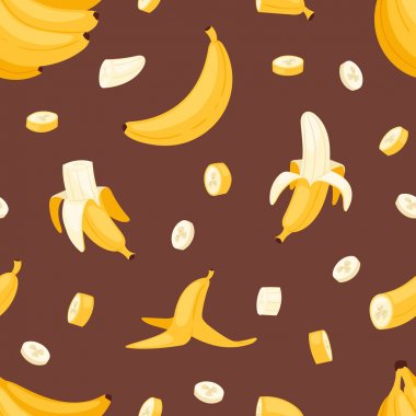 Gözleme veya muz split sarı muz illüstrasyon bananapeel Dikişsiz desen arka plan ile muz set vektör muz ürünler ekmek