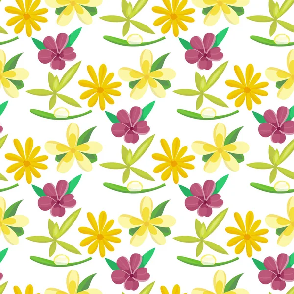 Naturaleza flor ilustración inconsútil patrón fondo floral verano vector — Archivo Imágenes Vectoriales