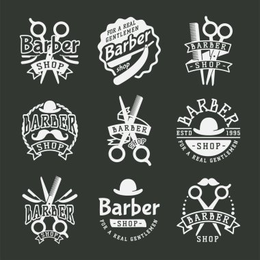 Vintage Kuaför vektör logo retro tarzı haircutter tipografi kaligrafi berber simge tasarlamak geliştiği.