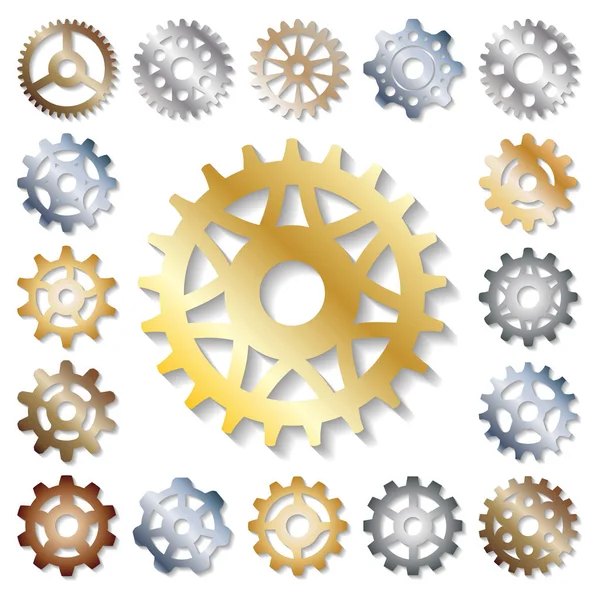 齿轮矢量图解力学齿轮网发展形状工作齿轮发动机轮设备机械元件 — 图库矢量图片