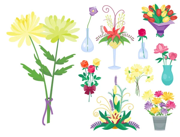 Ročník květinové vektor kytice zahradní květina přírodní botanické ilustraci letní květinový pozdrav card botaniky barevné kvetou dekorace. — Stockový vektor