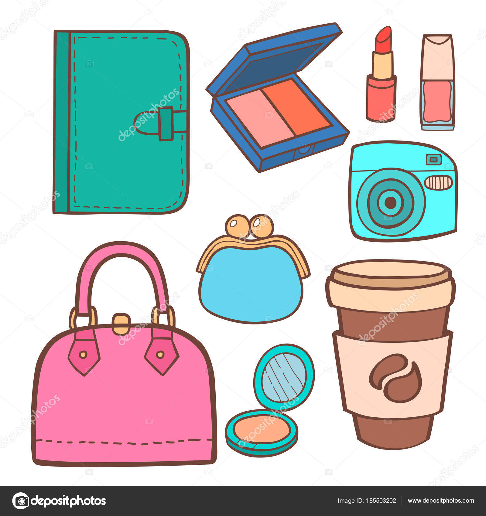 Cute hipster stickers scrapbook drawing vector illustration fashion patch pop design hand drawn