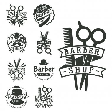 Vintage Kuaför vektör logo retro tarzı haircutter tipografi kaligrafi berber simge tasarlamak geliştiği.