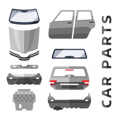 Araba servis parçaları düz oto mekanik tamir makineleri ve donanımları vektör çizim