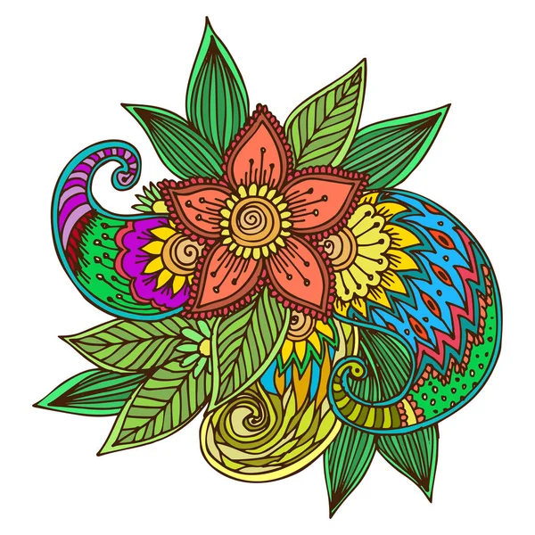 Henna tatuaje mehndi flor garabato ornamental decorativo indio diseño patrón paisley arabesco mhendi embellecimiento vector . — Archivo Imágenes Vectoriales