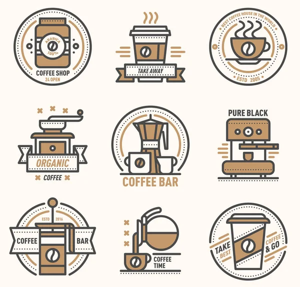 Кавовий векторний логотип бейдж монограма дизайн кафе знак кав'ярні монограма та символ ресторану ретро харчування напій кава монограма бізнес меню бейдж магазин наклейка — стоковий вектор