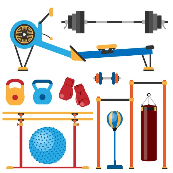 Fitness gym club athlet sport activity body tools wellness dumbbell equipment vector illustration — Stock Vector