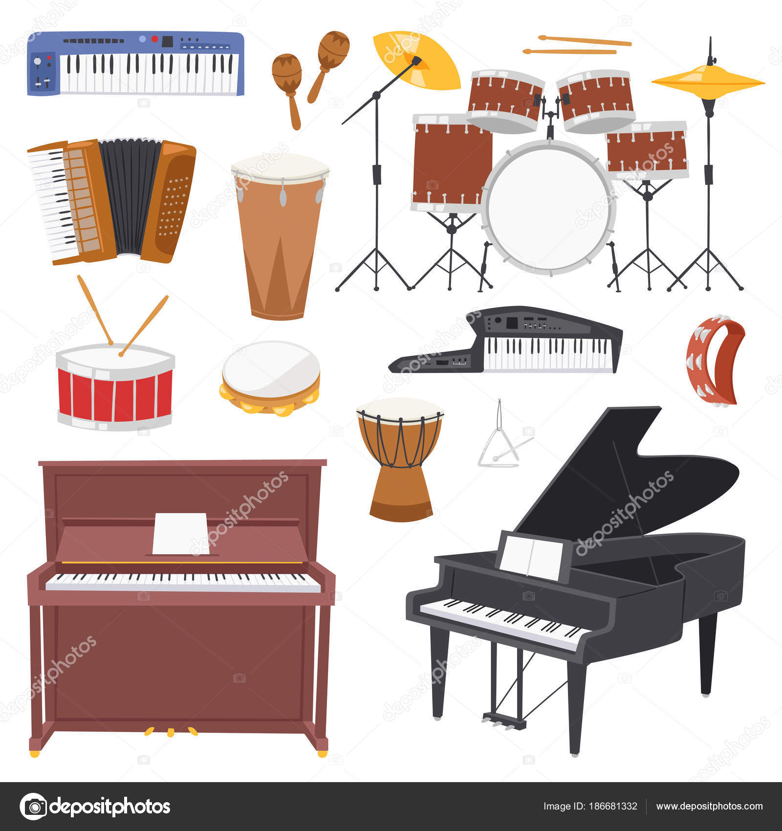 Instruments de musique vecteur musique concert avec piano ou