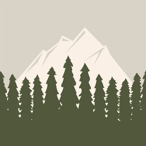 Outdoor reizen pine silhouet naaldhout natuurlijke boomtoppen pine vuren tak cedar plant blad stam achtergrond vectorillustratie. — Stockvector