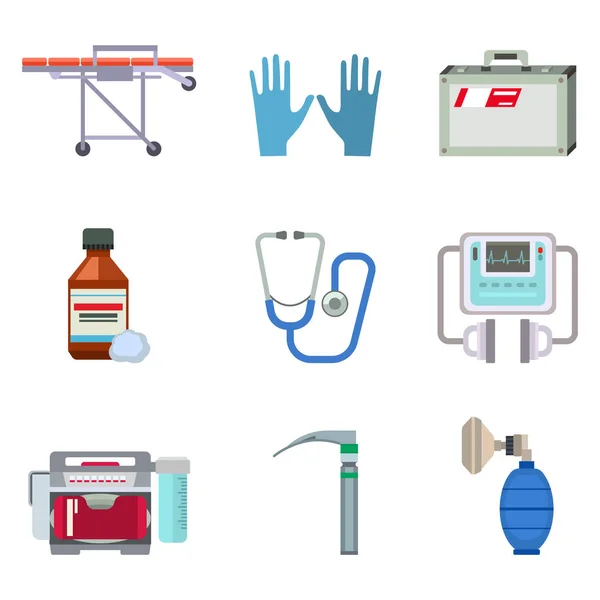 Illustrazione dei simboli dell'ospedale di emergenza sanitaria della medicina vettoriale delle icone di ambulanza . — Vettoriale Stock