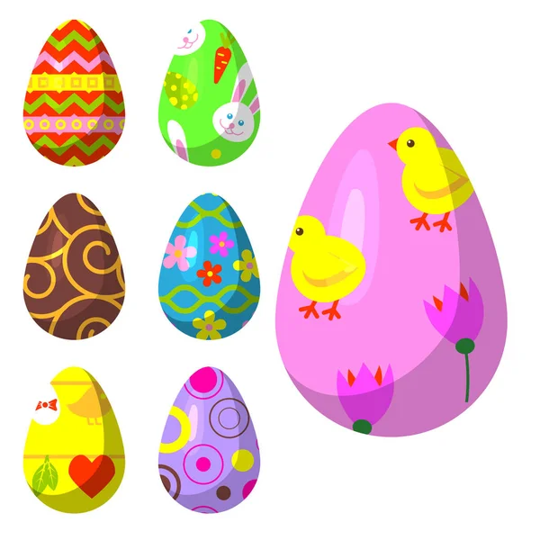 Easter eggs vector painted with spring pattern decoration retro multi colored vintage ornament organic food holiday game symbol illustration.
