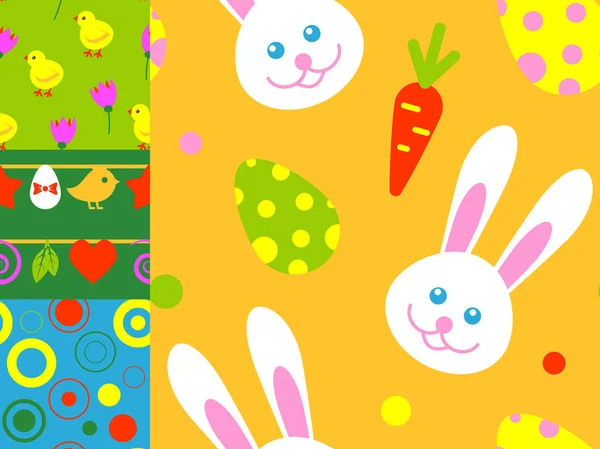 Velikonoční králík charakter bunny vzor bezešvé pozadí vektor roztomilý šťastný zvířat ilustrace dekorativní ornament příroda flora dekorace.. — Stockový vektor