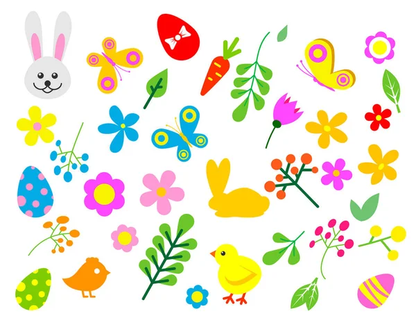 Oeufs de Pâques vecteur floral éléments décoratifs peints motif printemps décoration multicolore vintage ornement bio nourriture vacances jeu symbole illustration . — Image vectorielle