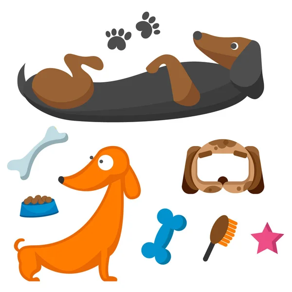 Juego perro carácter divertido pura raza cachorro cómico mamífero feliz raza animal carácter vector ilustración . — Vector de stock