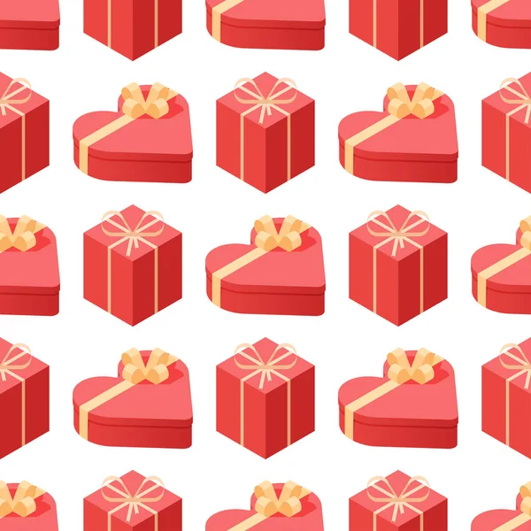 Cajas de regalo paquete composición evento saludo isométrico cumpleaños sin costura patrón fondo vector ilustración . — Archivo Imágenes Vectoriales