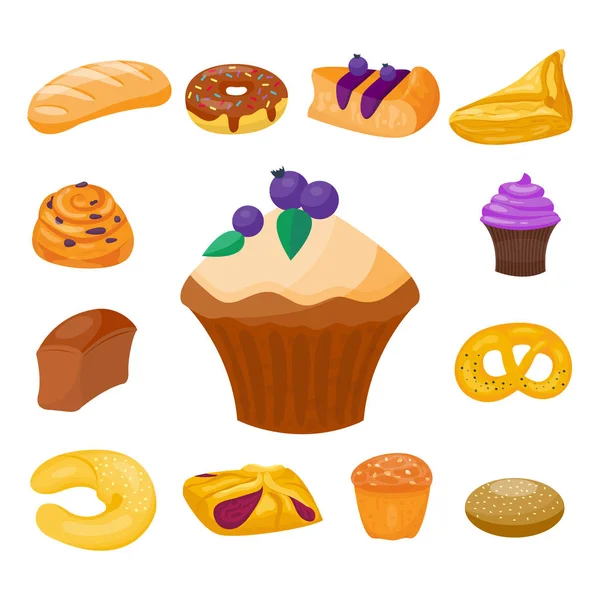 Cookie dortíky chutné občerstvení chutné čokoládové domácí pečivo sušenky vektorové ilustrace — Stockový vektor