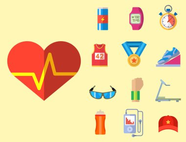 Giydirme moda spor Aksesuar simgeler vektör spor ayakkabı etkinlik ayakkabı egzersiz egzersiz çalıştırmak.