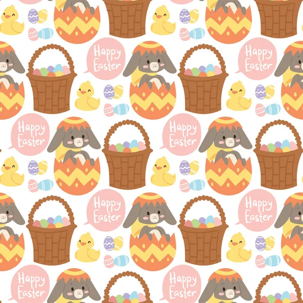 Пасхальный кролик вектор праздник кролика и пасхальные яйца представляют милый весенний очаровательный кролик животных иллюстрации счастливый праздник семьи бесшовный рисунок фона — стоковый вектор