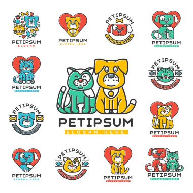 Evde beslenen hayvan kedi ve köpek vektör yerli Insignia siluet hayvan hastalıklarıyla ilgili tıbbi sığınak sığınak Merkezi Anavatan pets hayvan öğesi için.