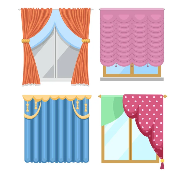 Rideaux de fenêtre et stores jalousie pour la maison ou la maison créative illustration vectorielle intérieure . — Image vectorielle