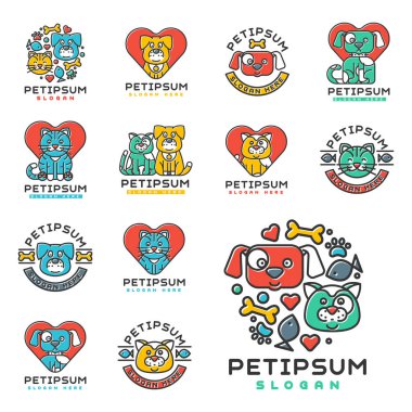 Evde beslenen hayvan kedi ve köpek vektör yerli Insignia siluet hayvan hastalıklarıyla ilgili tıbbi sığınak sığınak Merkezi Anavatan pets hayvan öğesi için.